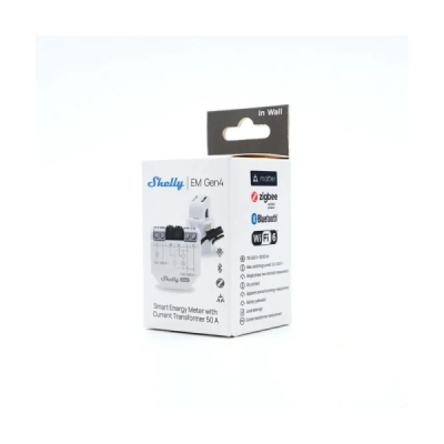 Shelly EM Gen4 + 1x 50A svorka - měření spotřeby až s 2 svorkami, výstup 1x2A (WiFi, Bluetooth, Zigbee, Matter)