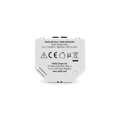 Shelly EM Gen4 + 1x 50A svorka - měření spotřeby až s 2 svorkami, výstup 1x2A (WiFi, Bluetooth, Zigbee, Matter)