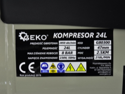 Kompresor olejový 1,9kW, 24L, GEKO G80300