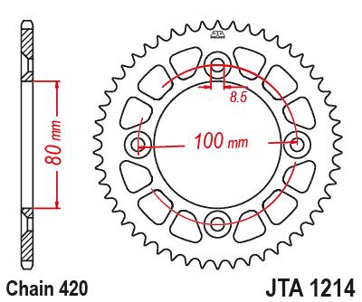 Hliníková řetězová rozeta JT JTA 1214-38BLK 38 zubů, 420 černá