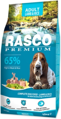 Krmivo Rasco Premium Adult jehněči s rýží 15kg - bazar
