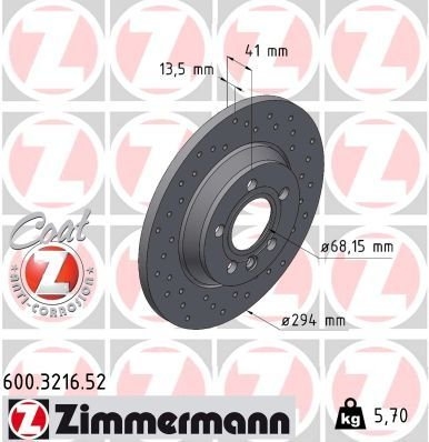 Brzdový kotouč ZIMMERMANN SPORT COAT Z 600.3216.52 - bazar