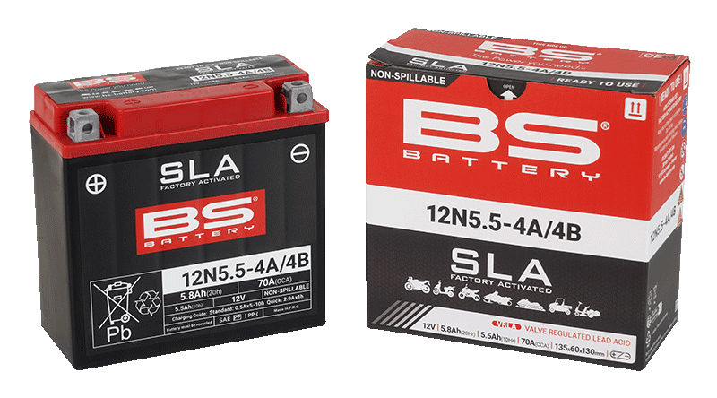 Továrně aktivovaná motocyklová baterie BS-BATTERY 12N5.5-4A (FA) SLA