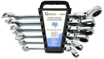 Očkoploché kloubové klíče s ráčnou, 8 - 19 mm, sada 6 kusů GEKO G10339