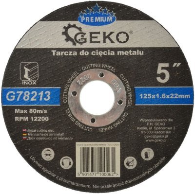 Řezný kotouč na ocel 125 x 1,6 x 22,23 mm INOX GEKO G78213
