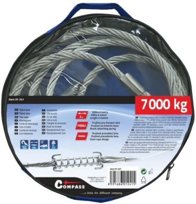 Lano vyprošťovací 7000kg s karabinami odpružené