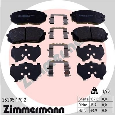 Sada brzdových destiček, kotoučová brzda ZIMMERMANN 25205.170.2