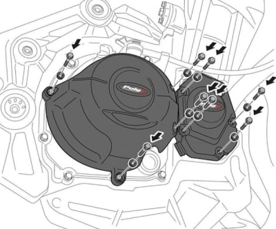 Ochranné kryty motoru PUIG 22608N černý included 3 covers