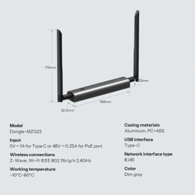 SONOFF Dongle-MZG23 Z-Wave 800 PoE Dongle Max, Z-Wave adaptér