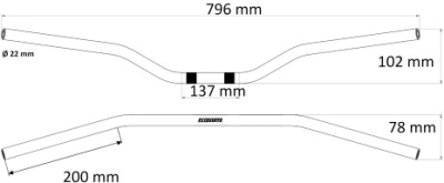 Řídítka ACCOSSATO HB052N aluminium, 22 mm černý