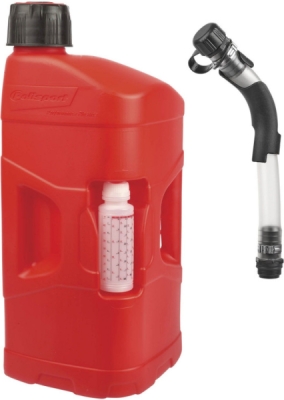 Kanystr POLISPORT 8460000001 PROOCTANE 20 l with standard cap + 250 ml mixer + hose průhledná červená