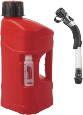 Kanystr POLISPORT 8464600001 PROOCTANE 10 l with standard cap + 100 ml mixer + hose průhledná červená