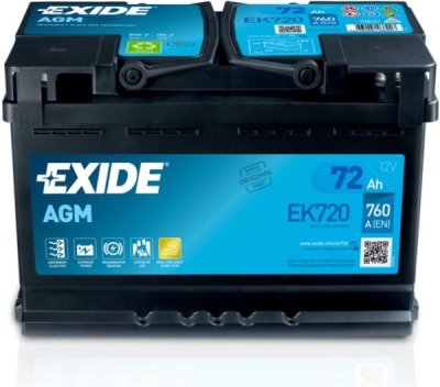 Autobaterie Exide Start-Stop AGM, 12V, 72Ah, 760A - bazar
