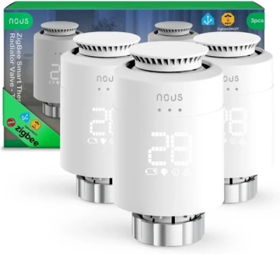 NOUS H1Z ZigBee Chytrá Termostatická Hlavice - TRV (3 kusy)