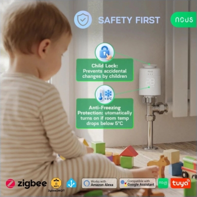 NOUS H1Z ZigBee Chytrá Termostatická Hlavice - TRV (3 kusy)