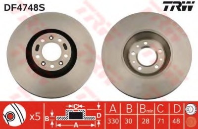 Brzdový kotouč TRW DF4748S přední LP - bazar