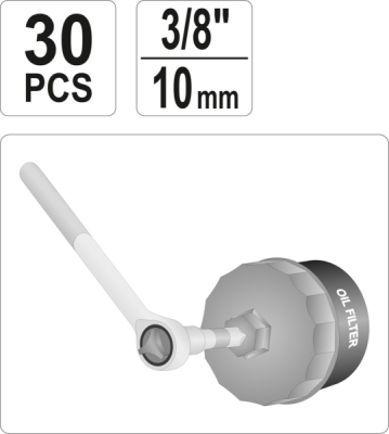 Sada klíčů 3/8" YATO na olejové filtry, 30kusů - bazar