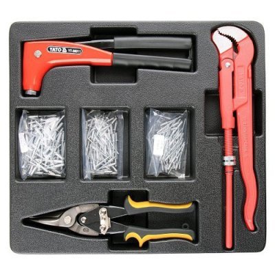 Yato Vložka do zásuvky - kleště nýtovací, 3x sada nýtů, nůžky na plech, hasák 330mm