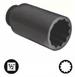 QUATROS Nástrčná hlavice, 1/2" 12ti-hranný 36mm na poloosy VW, Škoda QS54363