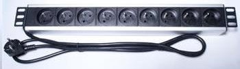 PremiumCord Panel napájecí do 19" racku 1.5U, 9x230V, 2m kabel