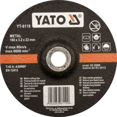 Kotouč na kov 115 x 22 x 6,0 mm vypouklý brusný Yato YT-6121