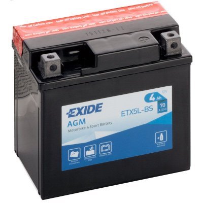 Motobaterie Exide Bike AGM 12V, 4Ah, ETX5L-BS