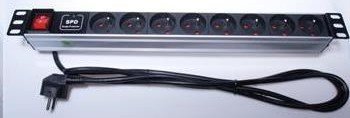 PremiumCord Panel napájecí 1U do 19" racku, 8x230V, přepěťová ochrana, 2m kabel, vypínač