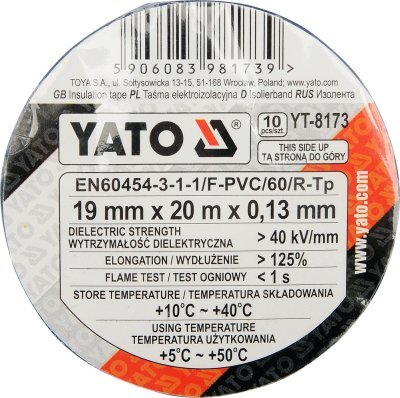 Páska izolační 19 x 0,13 mm x 20 m barevná YATO 10 kusů