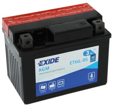 Motobaterie Exide Bike AGM 12V, 3Ah, ETX4L-BS