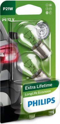 Žárovka Philips P21W, LongLife EcoVision 12498LLECOB2