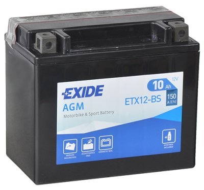 Motobaterie Exide Bike AGM 12V, 10Ah, ETX12-BS