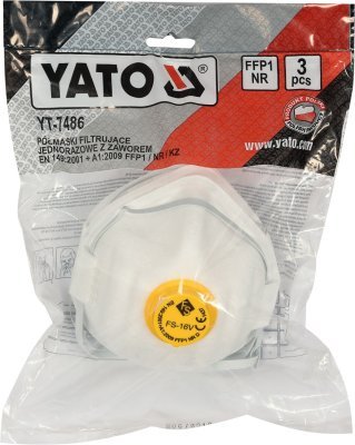 Maska protiprašná s ventilem YATO 3 kusy YT-7486