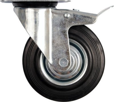 Vorel kolečko otočné s brzdou, gumové 60kg 100/27/130mm TO-87322