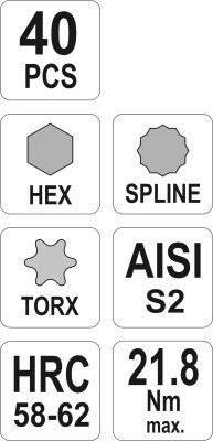 Sada bitů YATO imbus torx spline 40 kusů