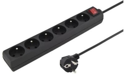 PREMIUMCORD Prodlužovací přívod 230V 3m 6 zásuvek + vypínač, černý