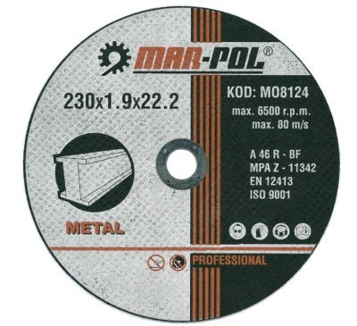 Kotouč řezný na kov, 230x1,9x22,2mm MAR-POL M08124