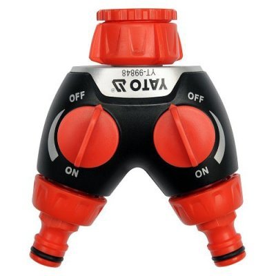 Yato YT-99848 dvojitý zahradní ventil s regulací pro hadice 3/4" a 1"