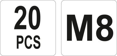 Nýtovací matice ocelová M8, 20ks Yato YT-36474