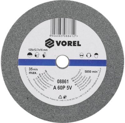 Vorel kotouč brusný 125 x 12 x 15 mm jemný do stolní brusky TO-08861