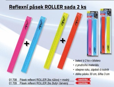 Pásek reflexní SADA 2ks ROLLER S.O.R. modrý + růžový COMPASS