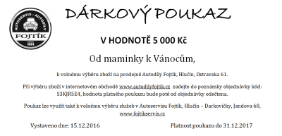 Dárkový poukaz v hodnotě 5 000 Kč