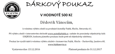 Dárkový poukaz v hodnotě 500 Kč