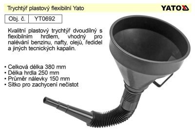 Trychtýř plastový se sítkem, dvoudílný, YATO YT-0692