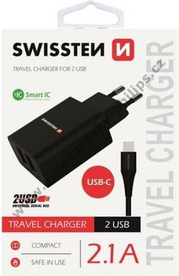 SWISSTEN Cestovní nabíječka síťová s 2x USB