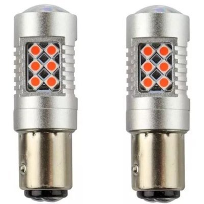 Amio diodové žárovky CAN-BUS 21/5W BAY15D - 12/24V LED 3030 - červené (2 ks)