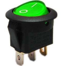 Kolébkový přepínač zelený OFF-ON 1pol.12V/16A