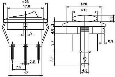 Kolébkový přepínač zelený OFF-ON 1pol.12V/16A
