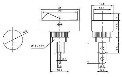 Kolébkový přepínač červený ON-OFF 1pol.12V/20A