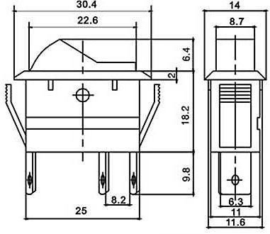 Kolébkový přepínač žlutý OFF-ON 1pol.12V/20A