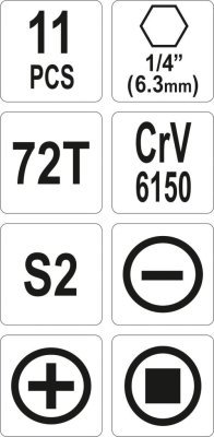 YATO sada ráčnových bitů 1/4 11 KS.